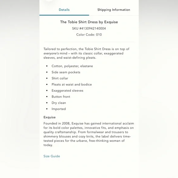 Anthropologie The Tobie Shirt Dress by Exquise - Picture 2 of 2